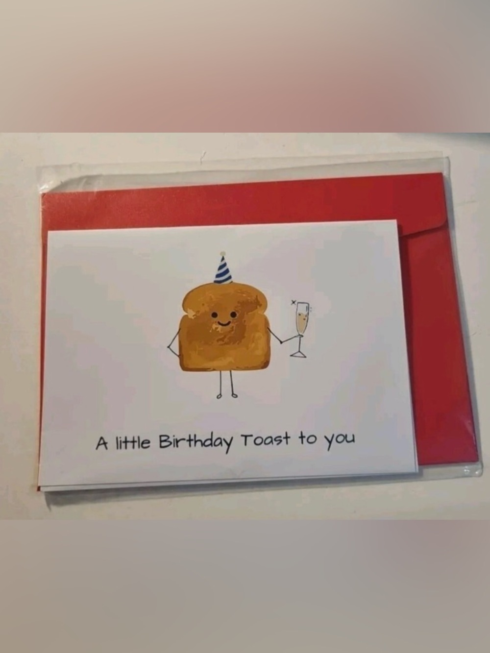 NEW Set of 3, Cute Birthday Toast To You Card, Wine, Party Hat, blank inside